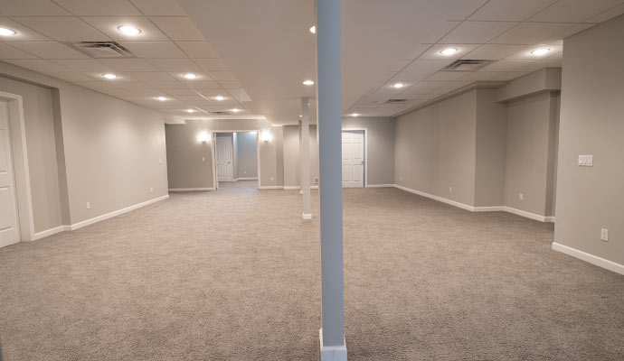 A clean basement after dehumidification service