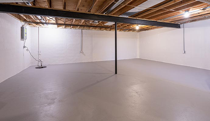 Basement waterproofed flooring