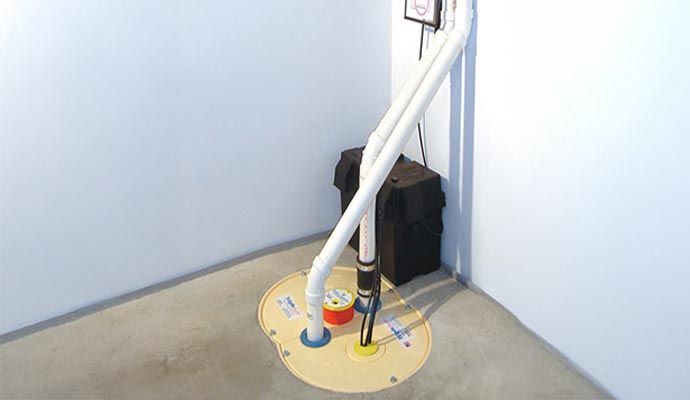 Basement waterproofing sump pump system