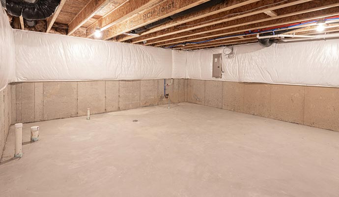 Waterproofed basement