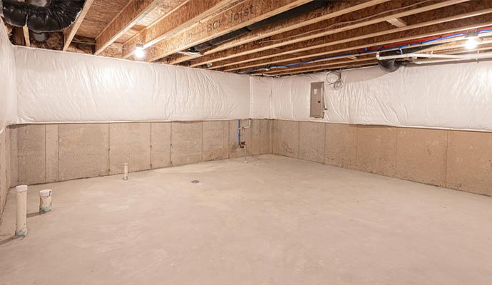 Clean and waterproofed basement floor Clean and waterproofed basement floor