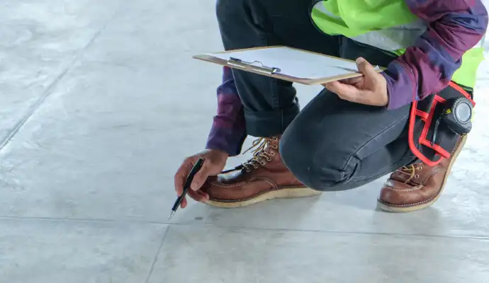 An expert inspecting the floor