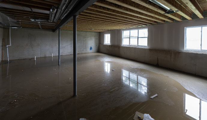 water damaged basement