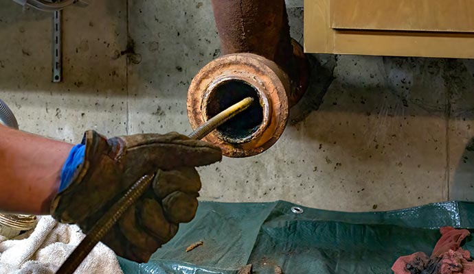 Cleaning clogged drain pipe