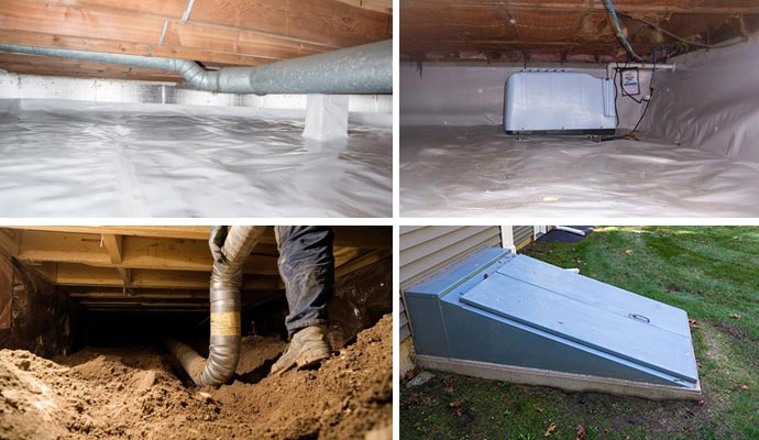 Collage of different crawl space services