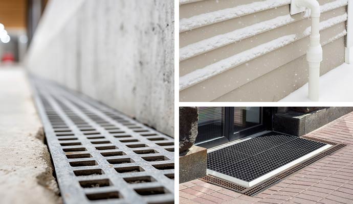 Collage of different types of drainage system