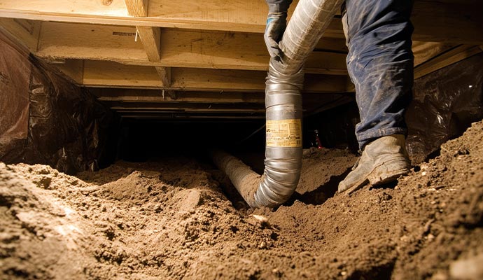 Crawl space drainage installation Crawl space drainage installation