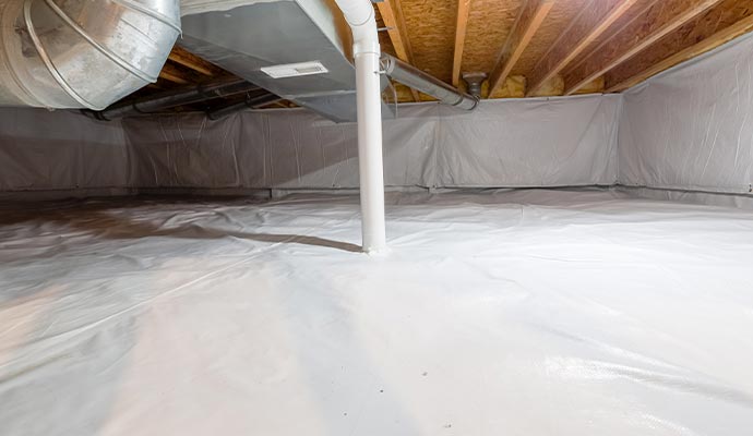 Crawl space with ventilation system