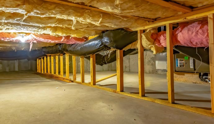 Professionally insulated crawl space
