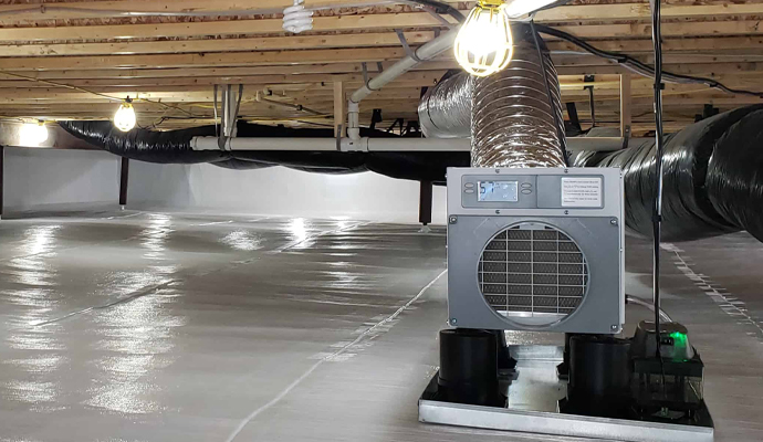 dehumidifier installed in basement