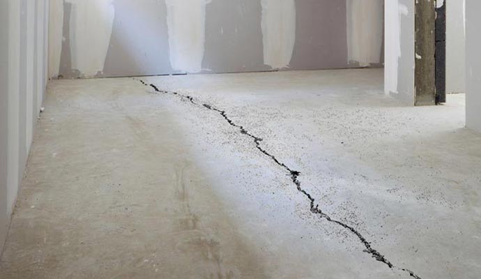 a large crack on the floor