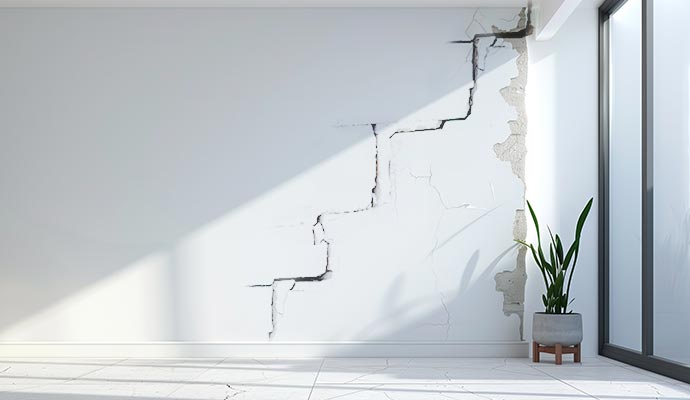 stair step cracks of interior wall