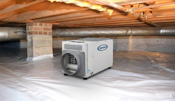 Dehumidifier installed in crawl space Dehumidifier installed in crawl space