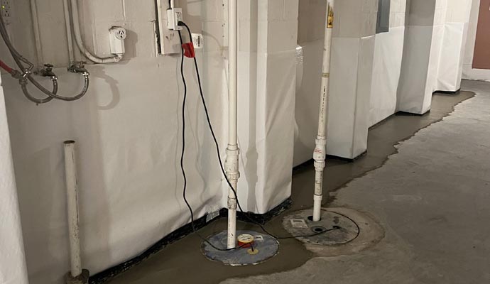 Sump pump installed in basement