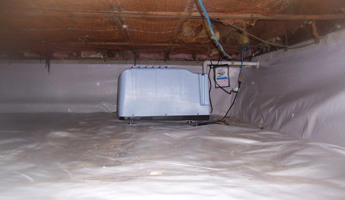 Encapsulated crawl space dehumidifier