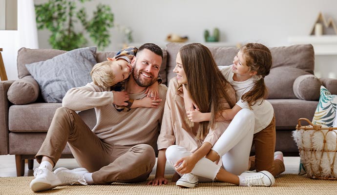 Happy family enjoying imrpoved air quality