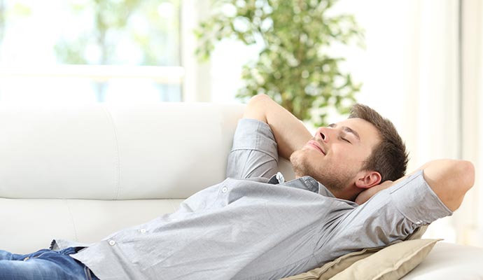 Man relaxing in living room