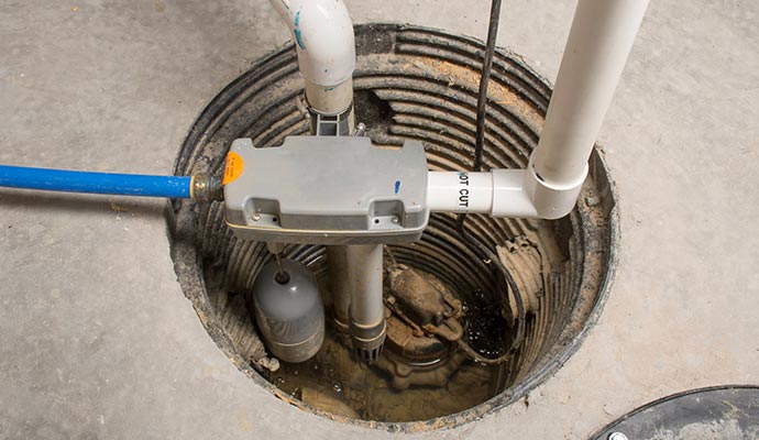 Installed sump pump
