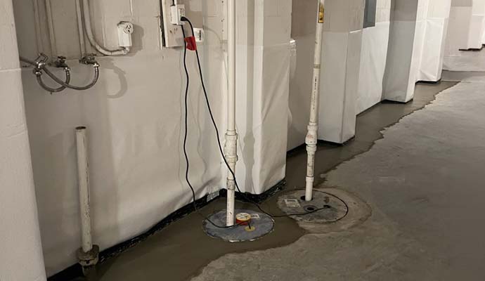 Sump pump installed in basement