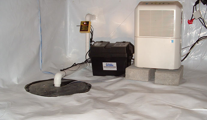 Installed battery backed up sump pump