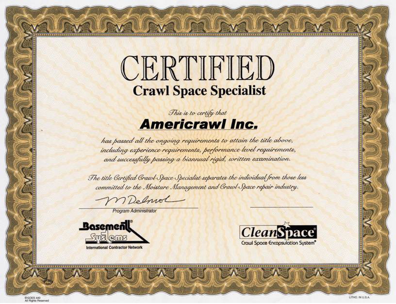 Certified Crawl Space Specialist