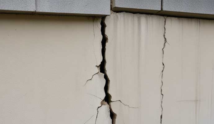 Vertical big crack on foundation wall