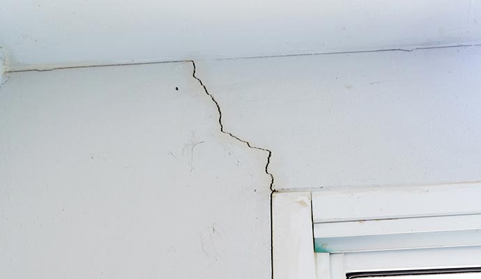Hairline crack near window