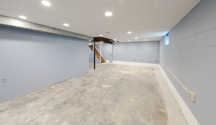 Waterproofed basement